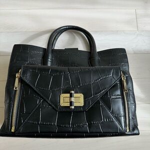 Diane Von Furstenberg Black Embossed Satchel